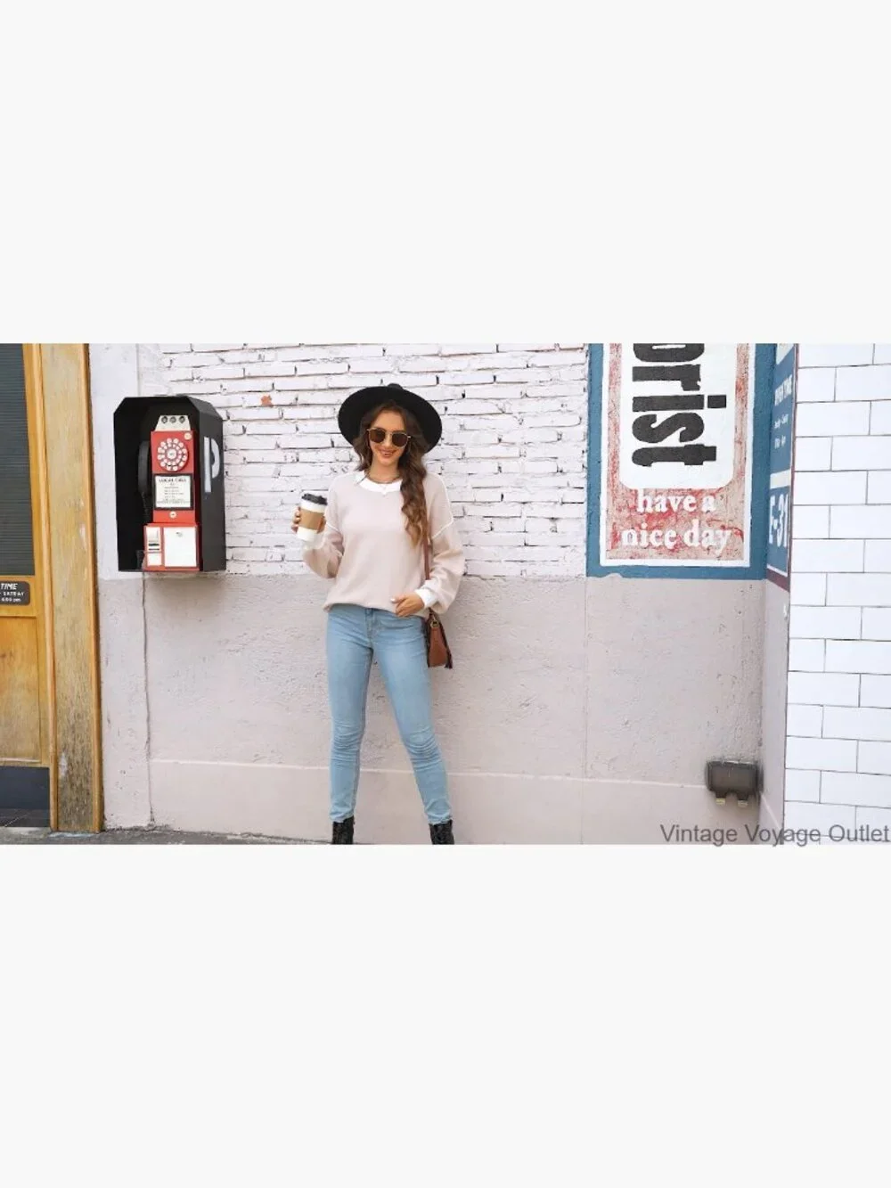 Oversized Pullover Sweater, Long Batwing Sleeves, Crew Neck, Knit Top - Picture 6 of 7